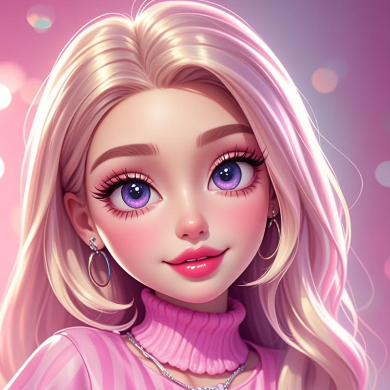 Cartoon, Korean style, cute, pink, fresh color palette, Barbie doll, jelly texture, OC renderer, avatar 山景风光